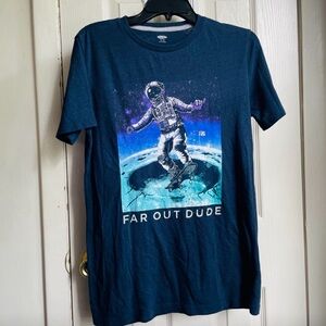 Old Navy “Far Out Dude” Navy Blue Graphic T-shirt Boys Sz. XXL (16)